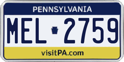 PA license plate MEL2759