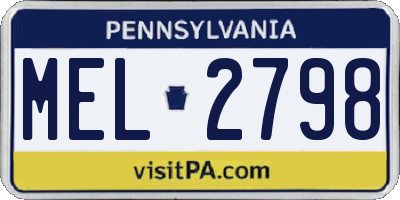 PA license plate MEL2798