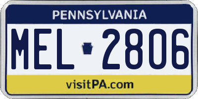 PA license plate MEL2806