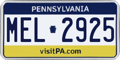 PA license plate MEL2925
