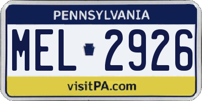 PA license plate MEL2926