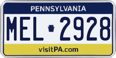 PA license plate MEL2928
