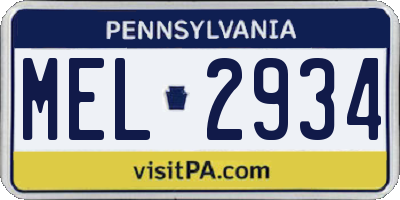 PA license plate MEL2934