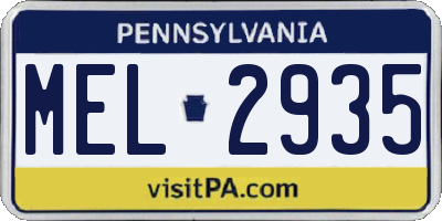 PA license plate MEL2935