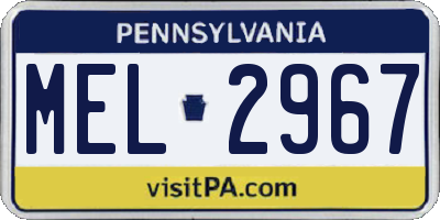 PA license plate MEL2967