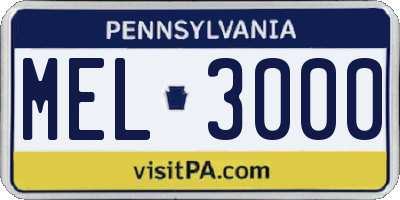 PA license plate MEL3000