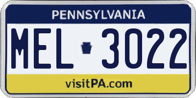 PA license plate MEL3022