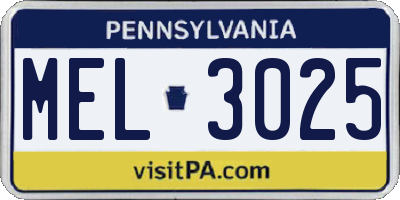 PA license plate MEL3025