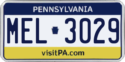 PA license plate MEL3029