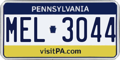 PA license plate MEL3044
