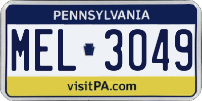 PA license plate MEL3049