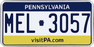 PA license plate MEL3057
