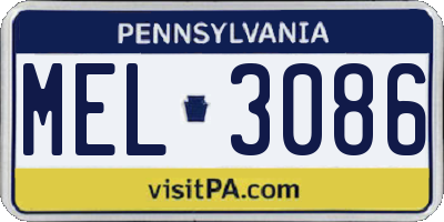 PA license plate MEL3086