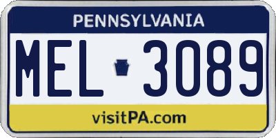 PA license plate MEL3089
