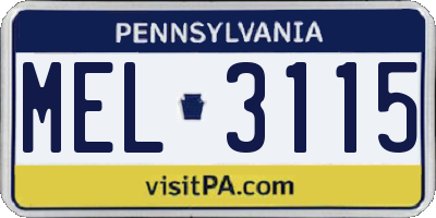 PA license plate MEL3115