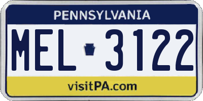 PA license plate MEL3122