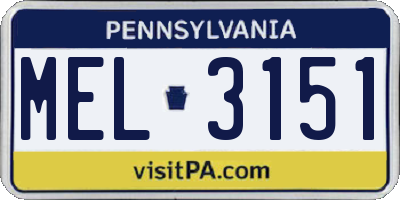 PA license plate MEL3151