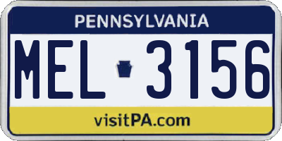 PA license plate MEL3156