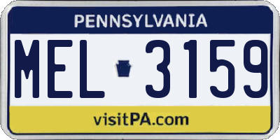 PA license plate MEL3159