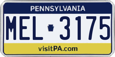 PA license plate MEL3175