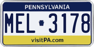 PA license plate MEL3178