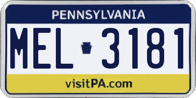PA license plate MEL3181