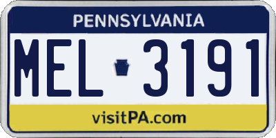 PA license plate MEL3191