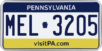 PA license plate MEL3205