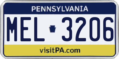 PA license plate MEL3206