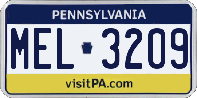 PA license plate MEL3209