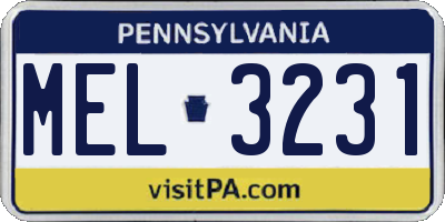 PA license plate MEL3231