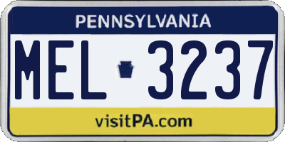 PA license plate MEL3237