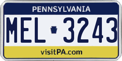 PA license plate MEL3243