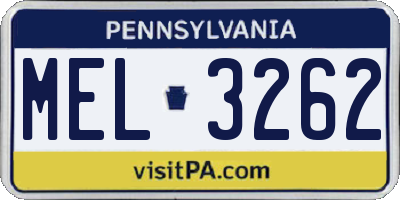 PA license plate MEL3262