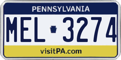 PA license plate MEL3274