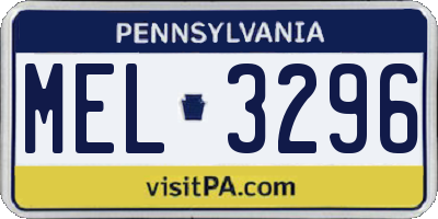PA license plate MEL3296