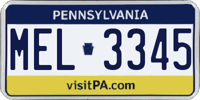 PA license plate MEL3345