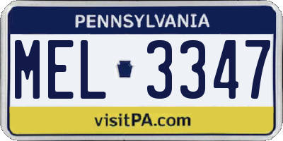 PA license plate MEL3347