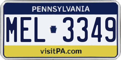 PA license plate MEL3349