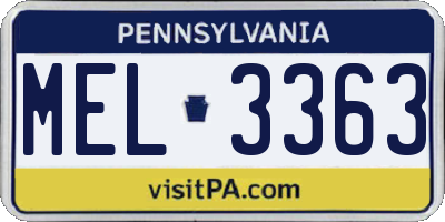 PA license plate MEL3363
