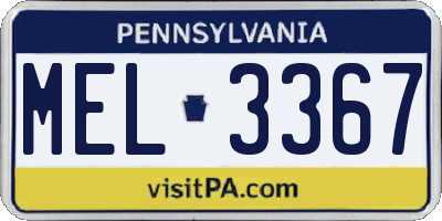 PA license plate MEL3367
