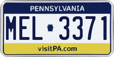 PA license plate MEL3371