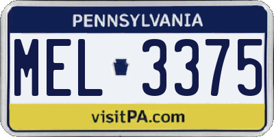 PA license plate MEL3375