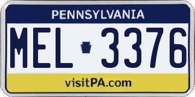 PA license plate MEL3376