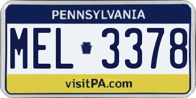 PA license plate MEL3378