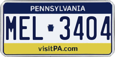 PA license plate MEL3404