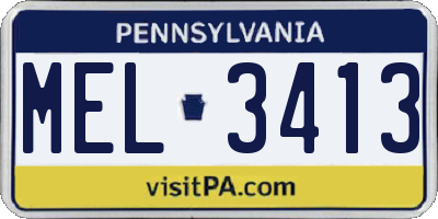 PA license plate MEL3413