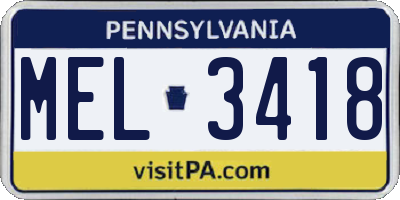PA license plate MEL3418