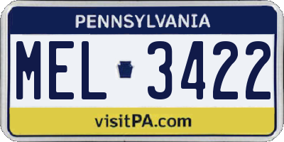 PA license plate MEL3422
