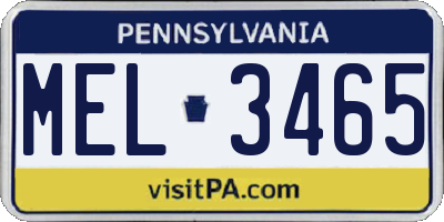 PA license plate MEL3465